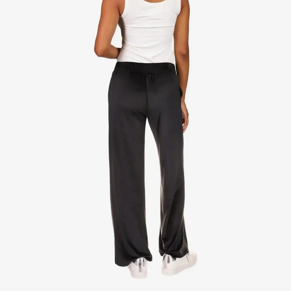 Michael Kors,NWT, Women's Black Velour Straight Leg Pull On Pants,Side Pockets,L